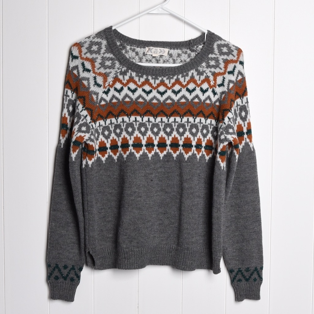 Pink Rose‎ women’s crewneck fair aisle pattern sweater size L